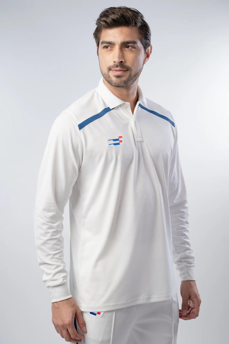 Bouncer Cricket Whites T-Shirt | Full-Sleeve