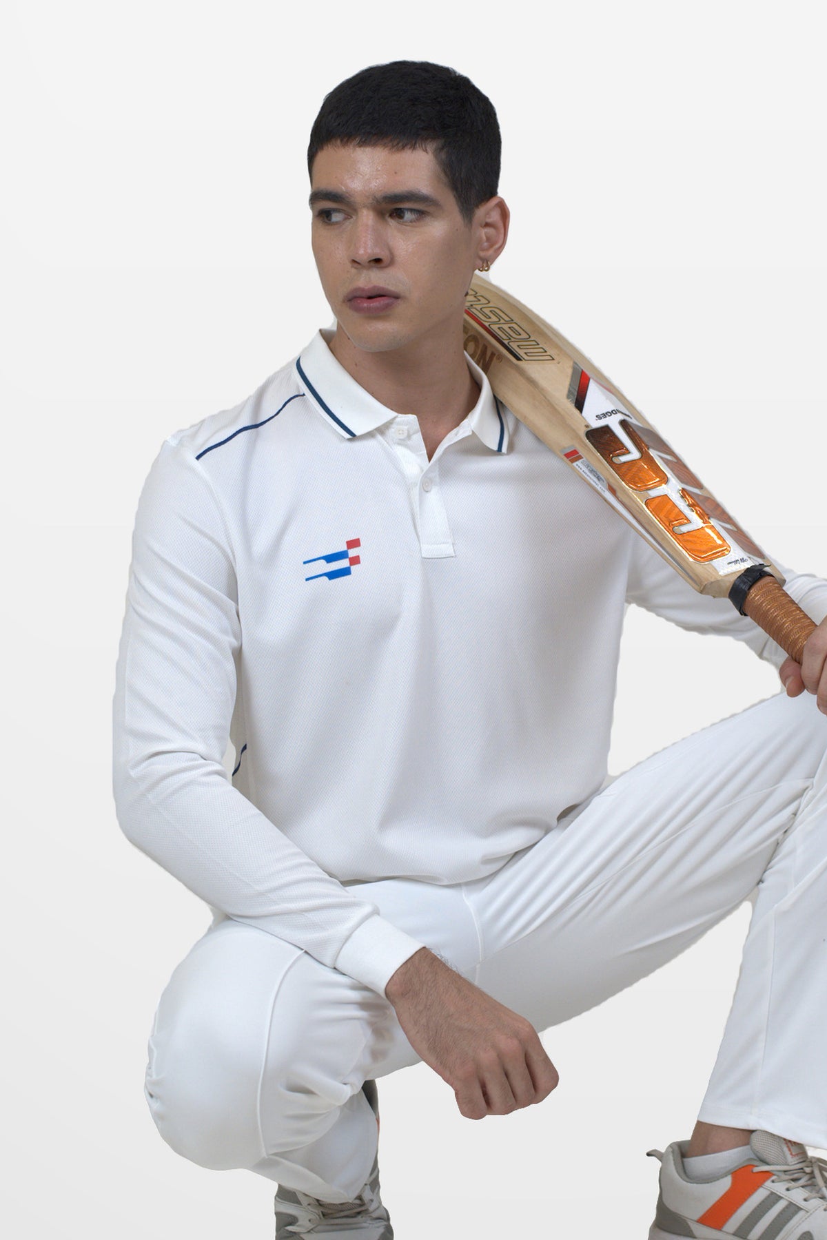 Beamer Cricket Whites T-Shirt | Full-Sleeve – front