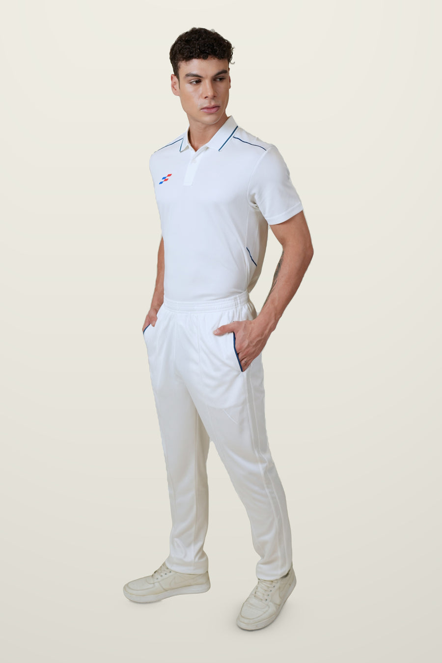 Beamer Cricket Whites T-Shirt | Half-Sleeve – three quarter