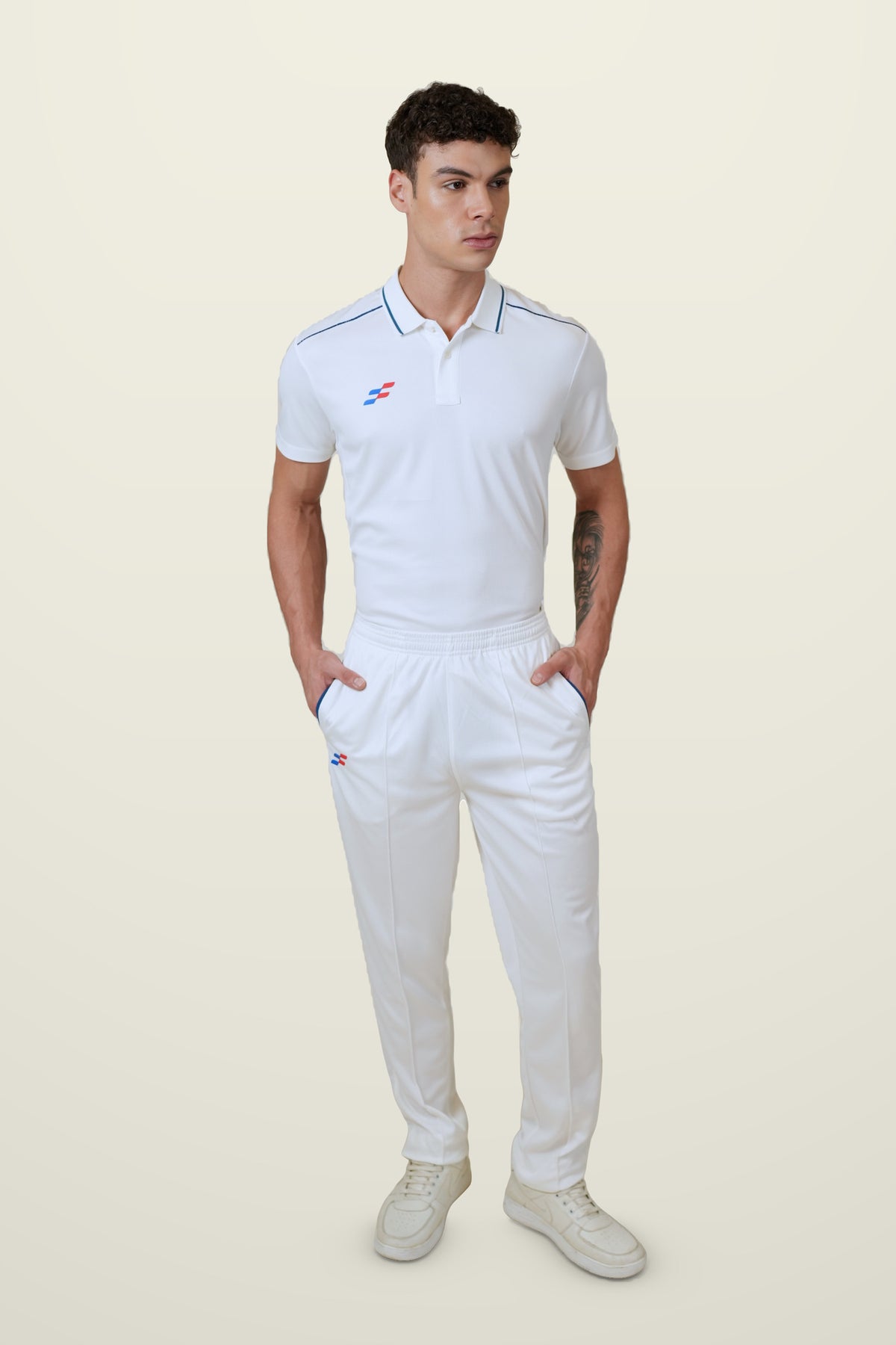 Beamer Cricket Whites T-Shirt | Half-Sleeve – front