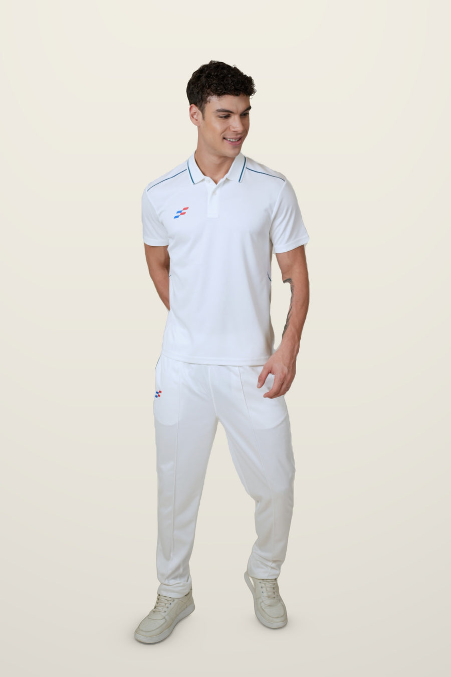 Beamer Cricket Whites T-Shirt | Half-Sleeve – front