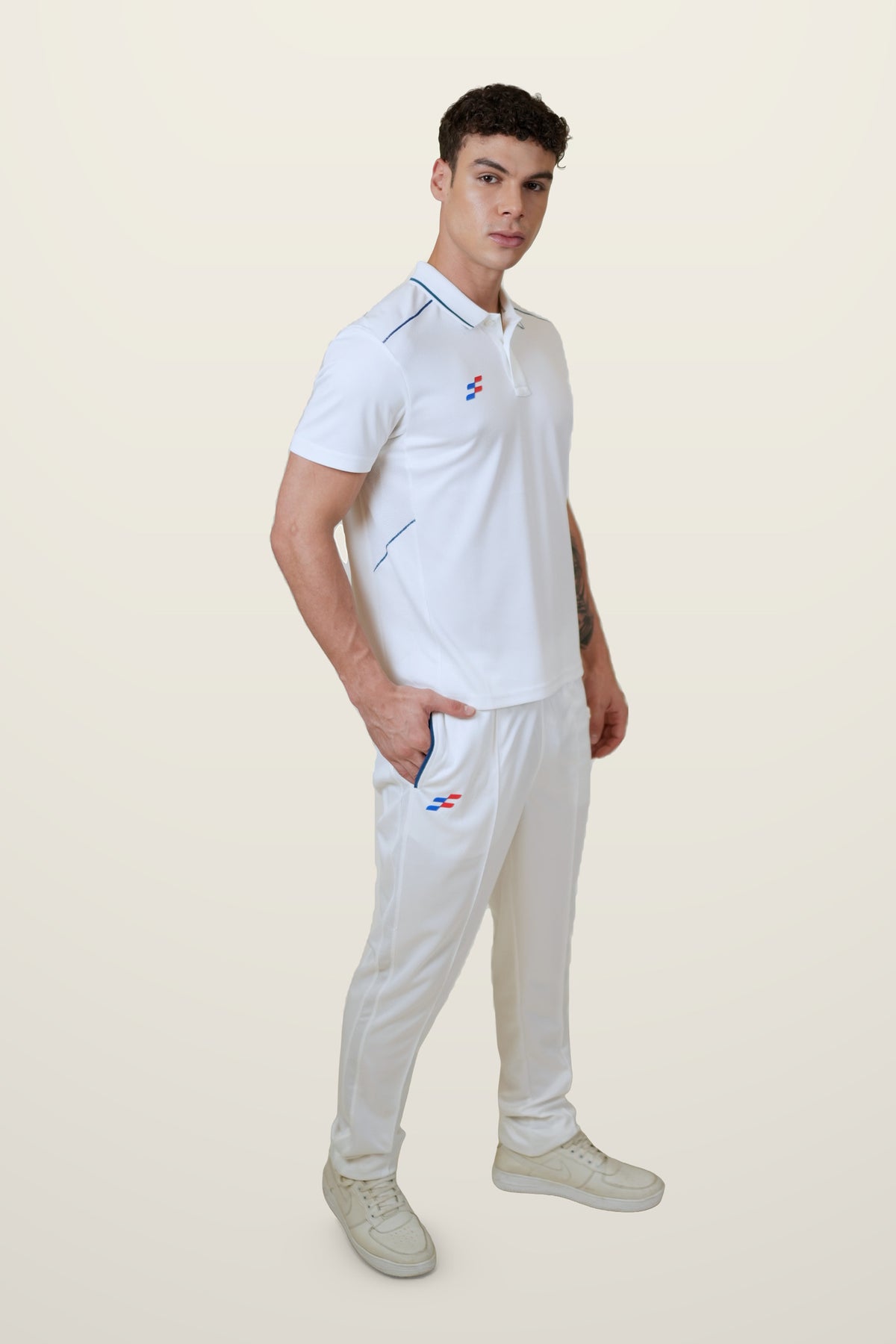 Beamer Cricket Whites T-Shirt | Half-Sleeve – front