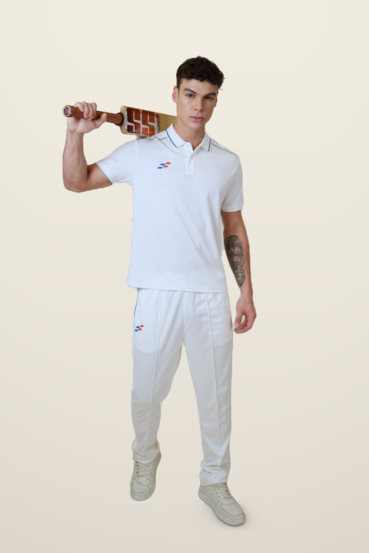 Beamer Cricket Whites T-Shirt | Half-Sleeve – front