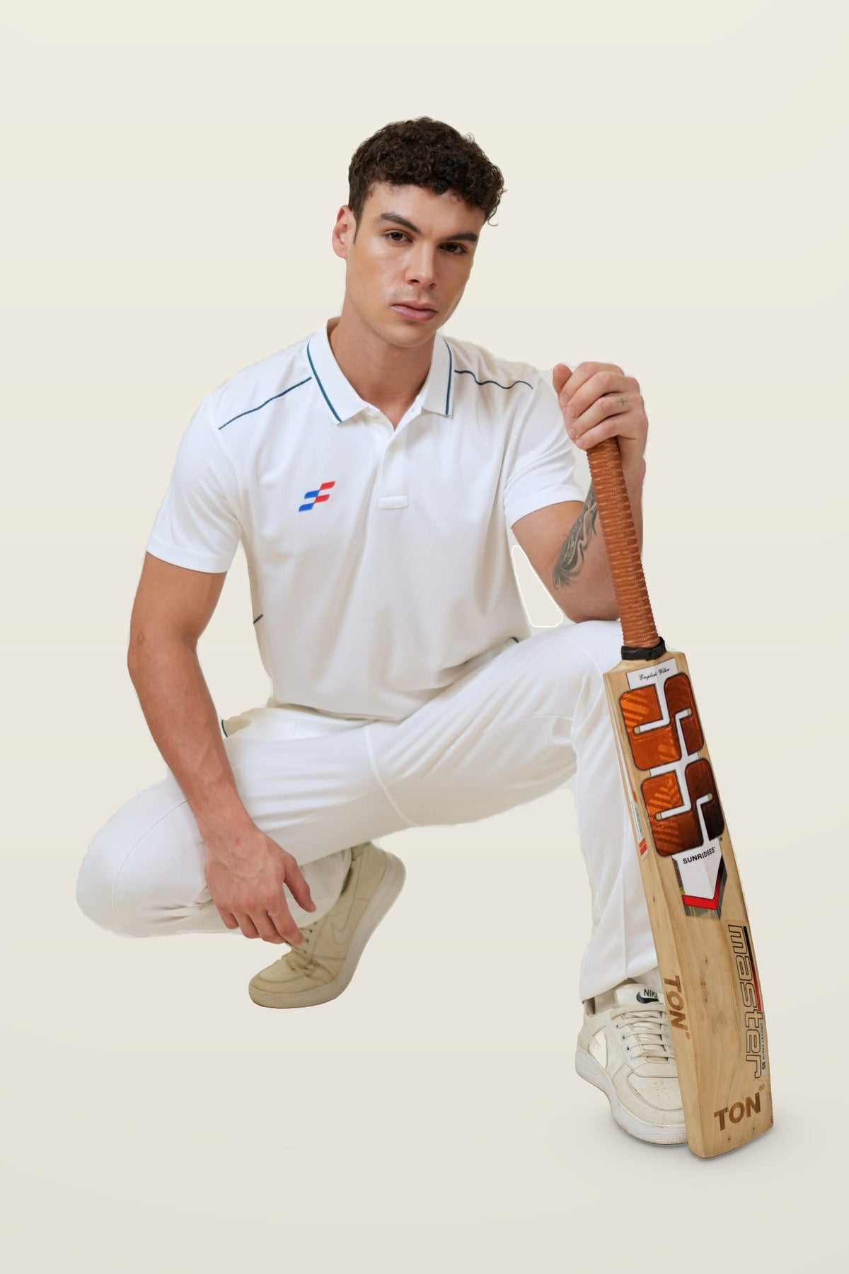 Beamer Cricket Whites T-Shirt | Half-Sleeve – front