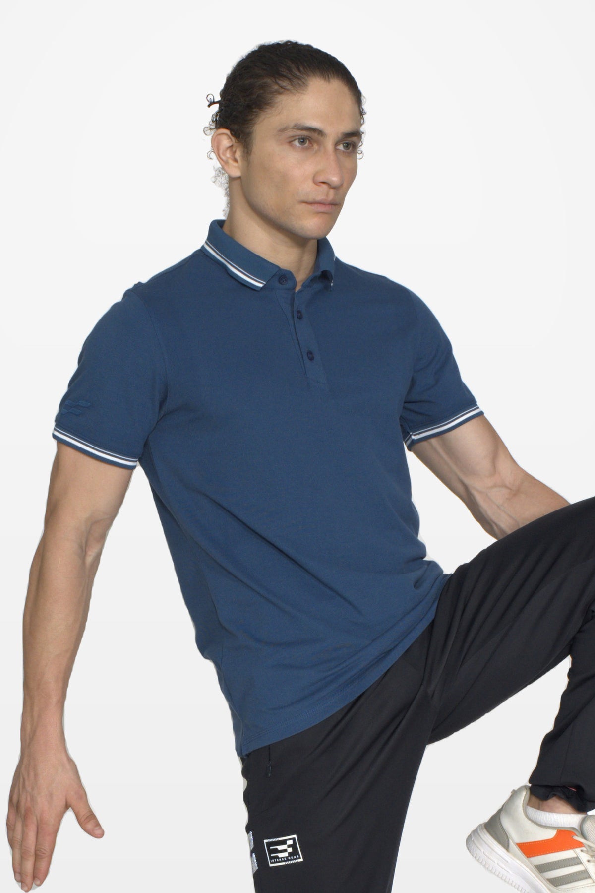Elite Pique Polo T-Shirt | Denim Blue – front