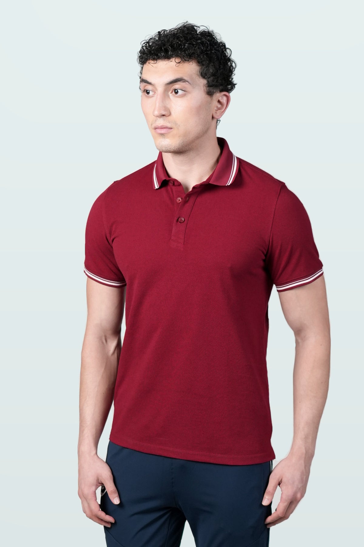 Elite Pique Polo T-Shirt | Maroon – front