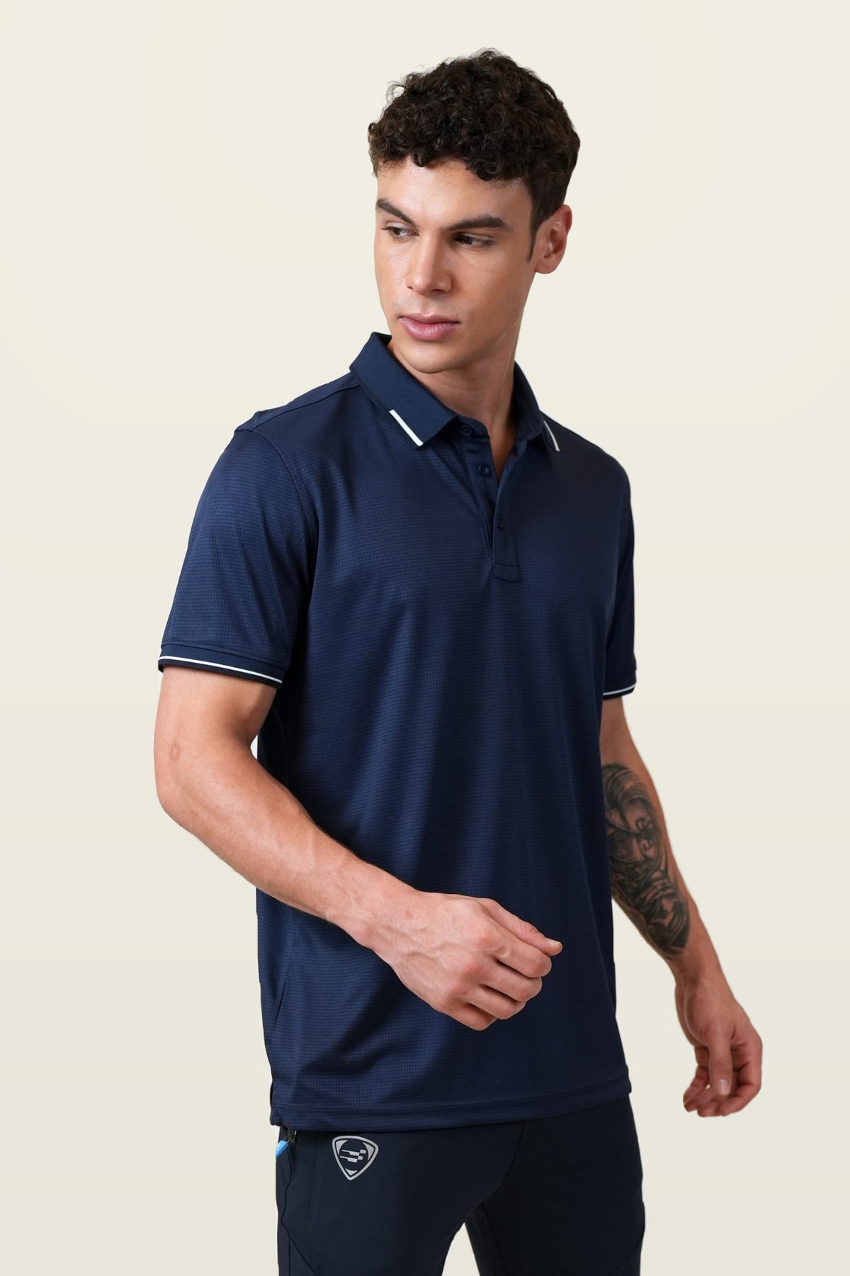 Essential Polo T-Shirt | Navy – three-quarter