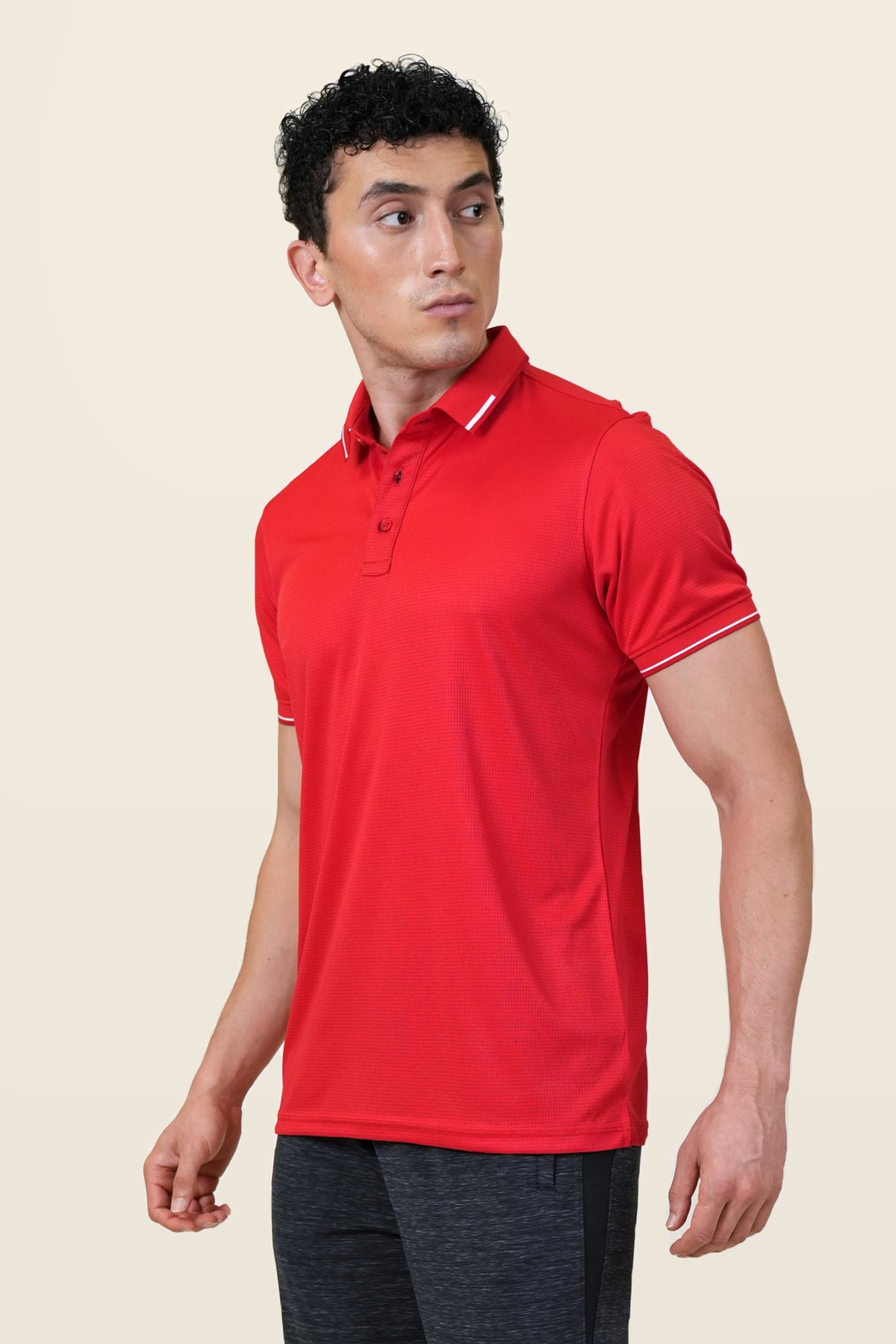 Essential Polo T-Shirt | Red – three-quarter