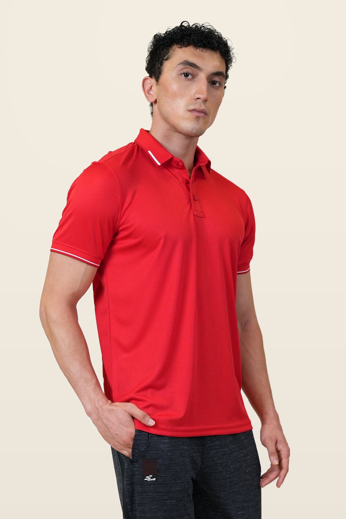 Essential Polo T-Shirt | Red – three-quarter