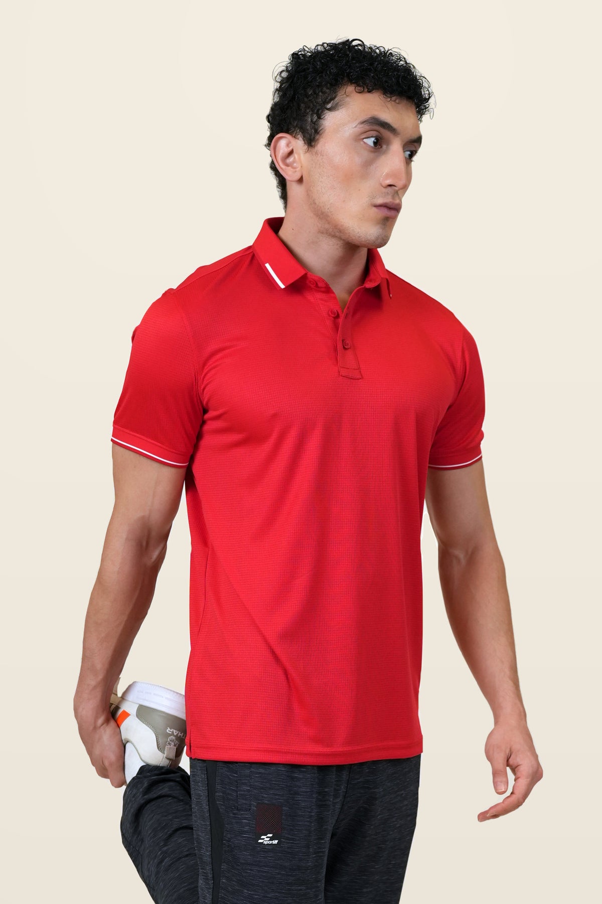 Essential Polo T-Shirt | Red – front