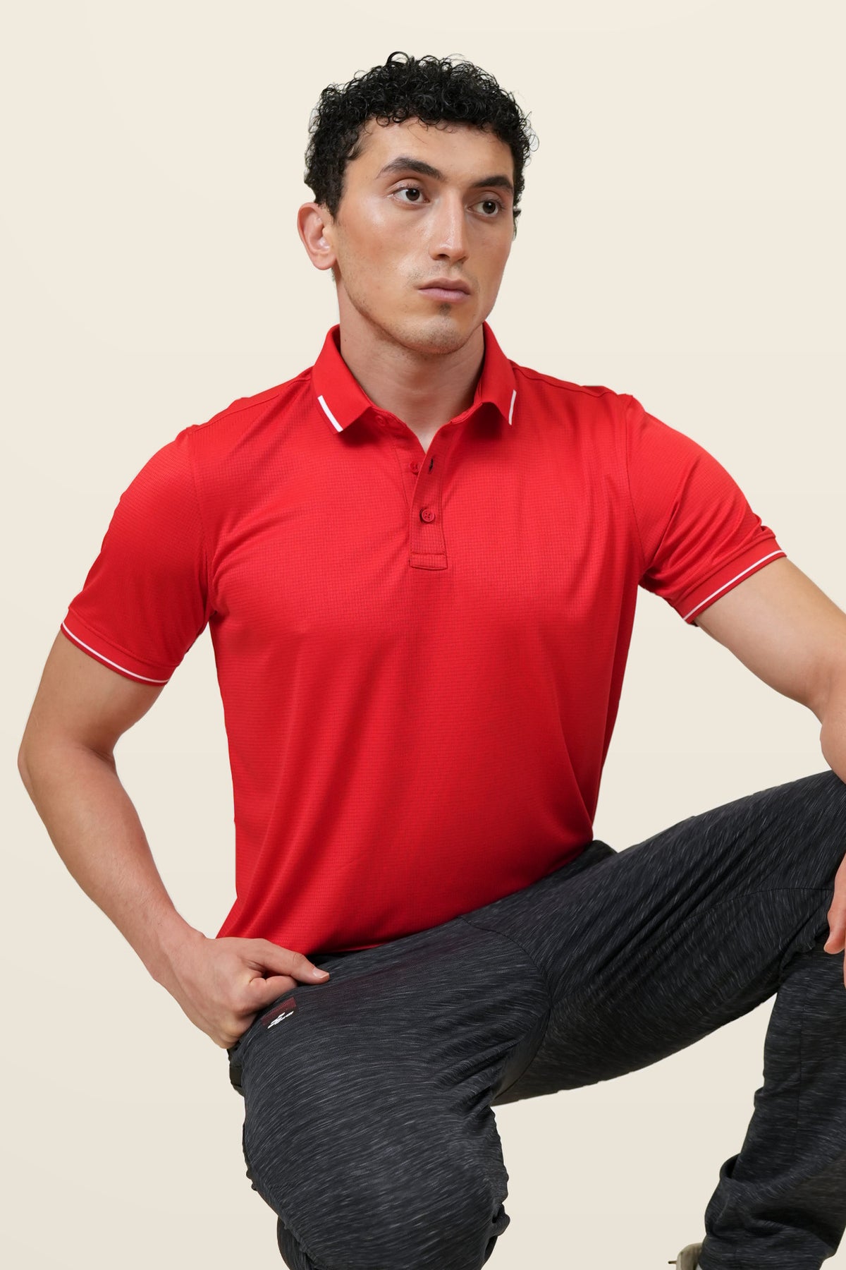 Essential Polo T-Shirt | Red – front