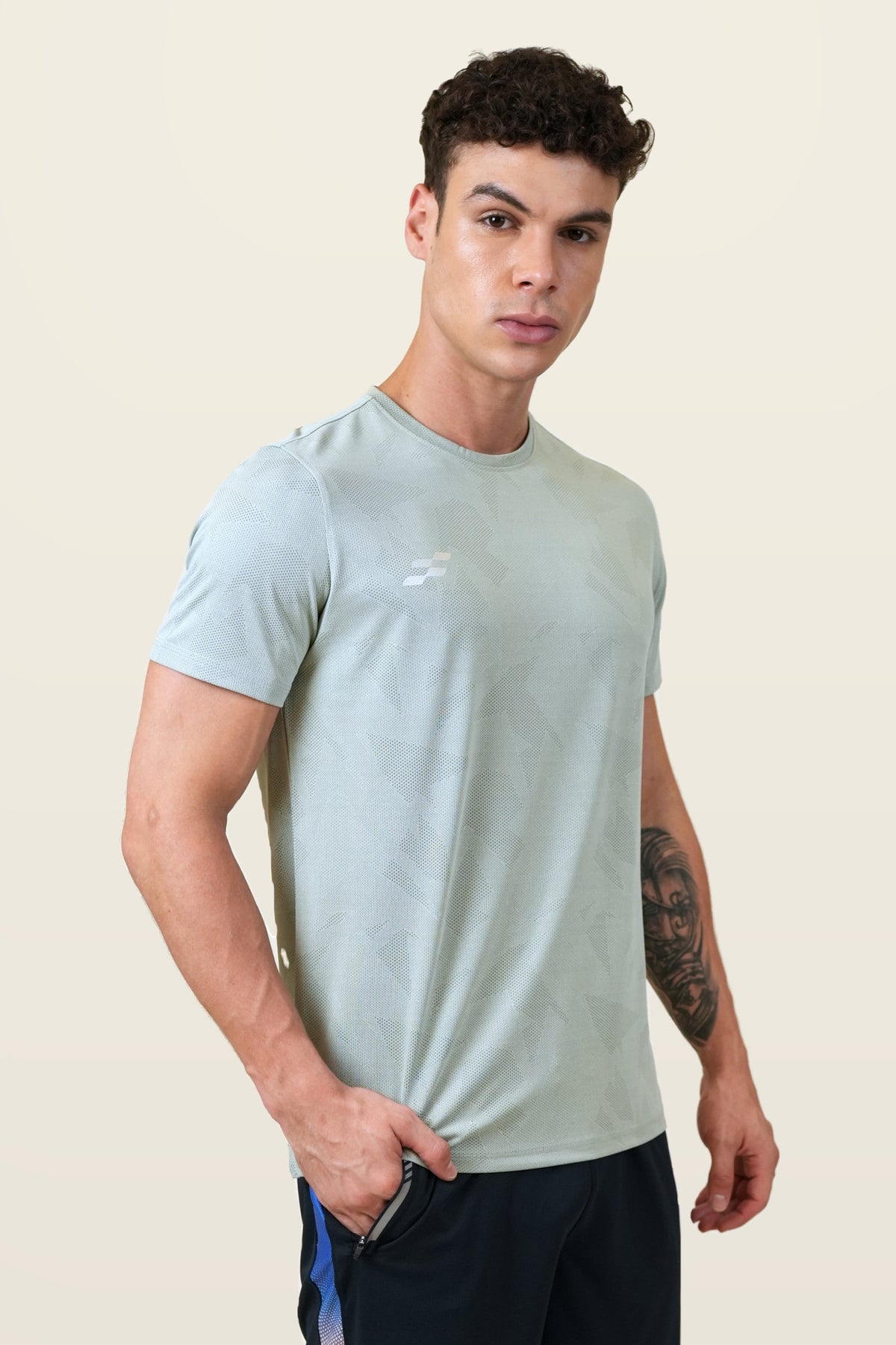 Fit-Gear Aero Mesh T-Shirt | Sage Green – three-quarter