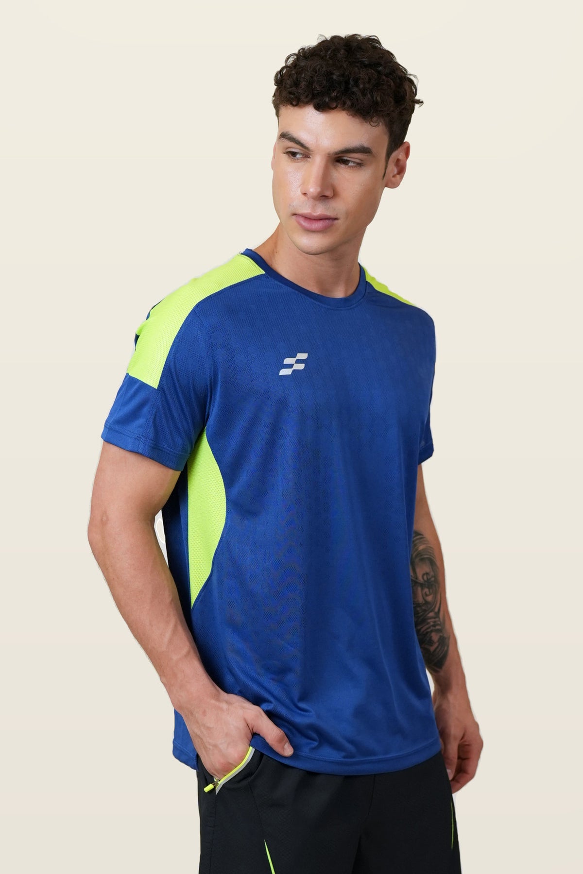 Fit-Gear Aero Weave T-Shirt | Navy Blue – three-quarter