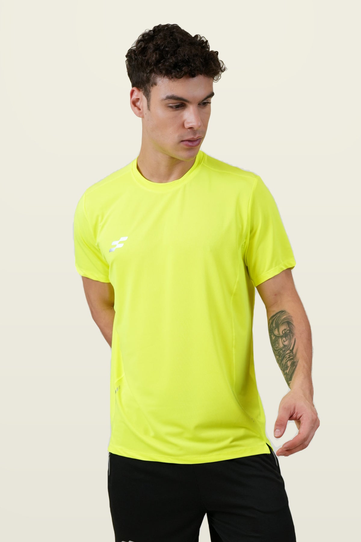 Fit-Gear Tech Matrix T-Shirt | Fluorescent Yellow – front
