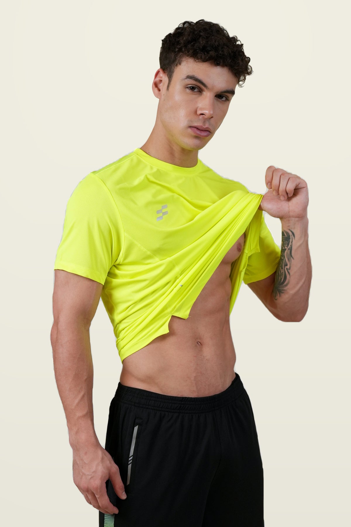 Fit-Gear Tech Matrix T-Shirt | Fluorescent Yellow – front