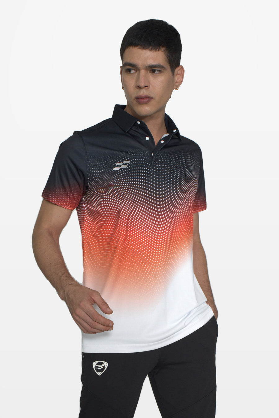 FlowCourt Performance Polo T-Shirt | Black – front