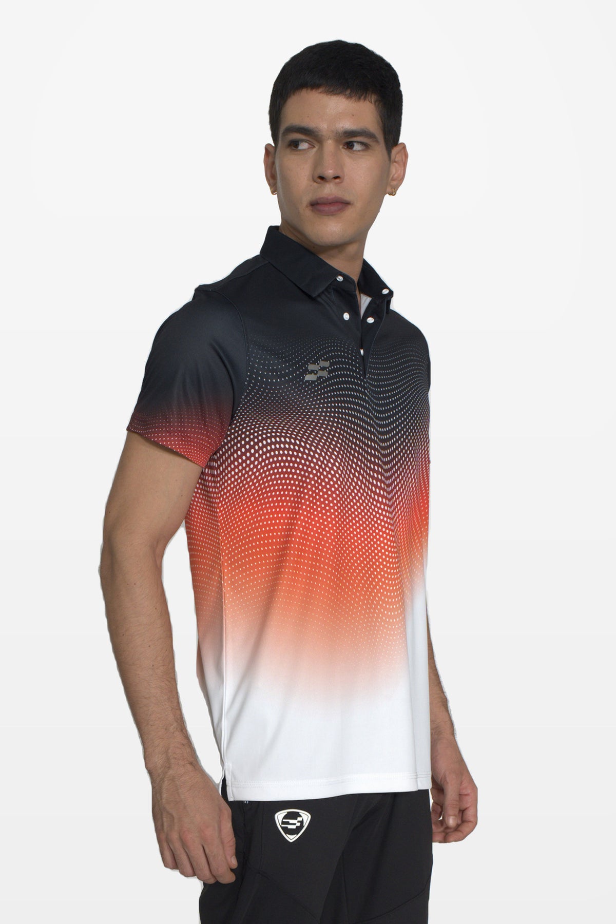 FlowCourt Performance Polo T-Shirt | Black – three-quarter