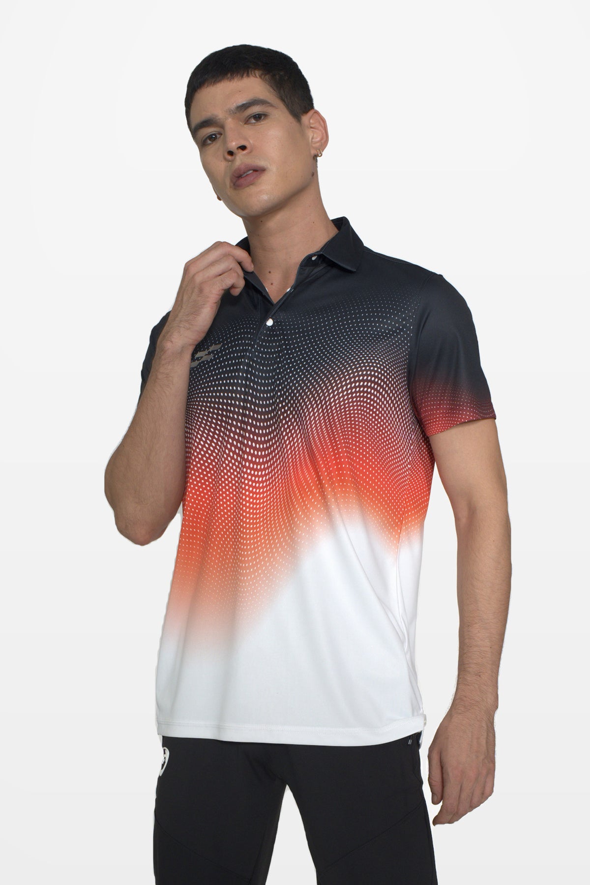 FlowCourt Performance Polo T-Shirt | Black – front