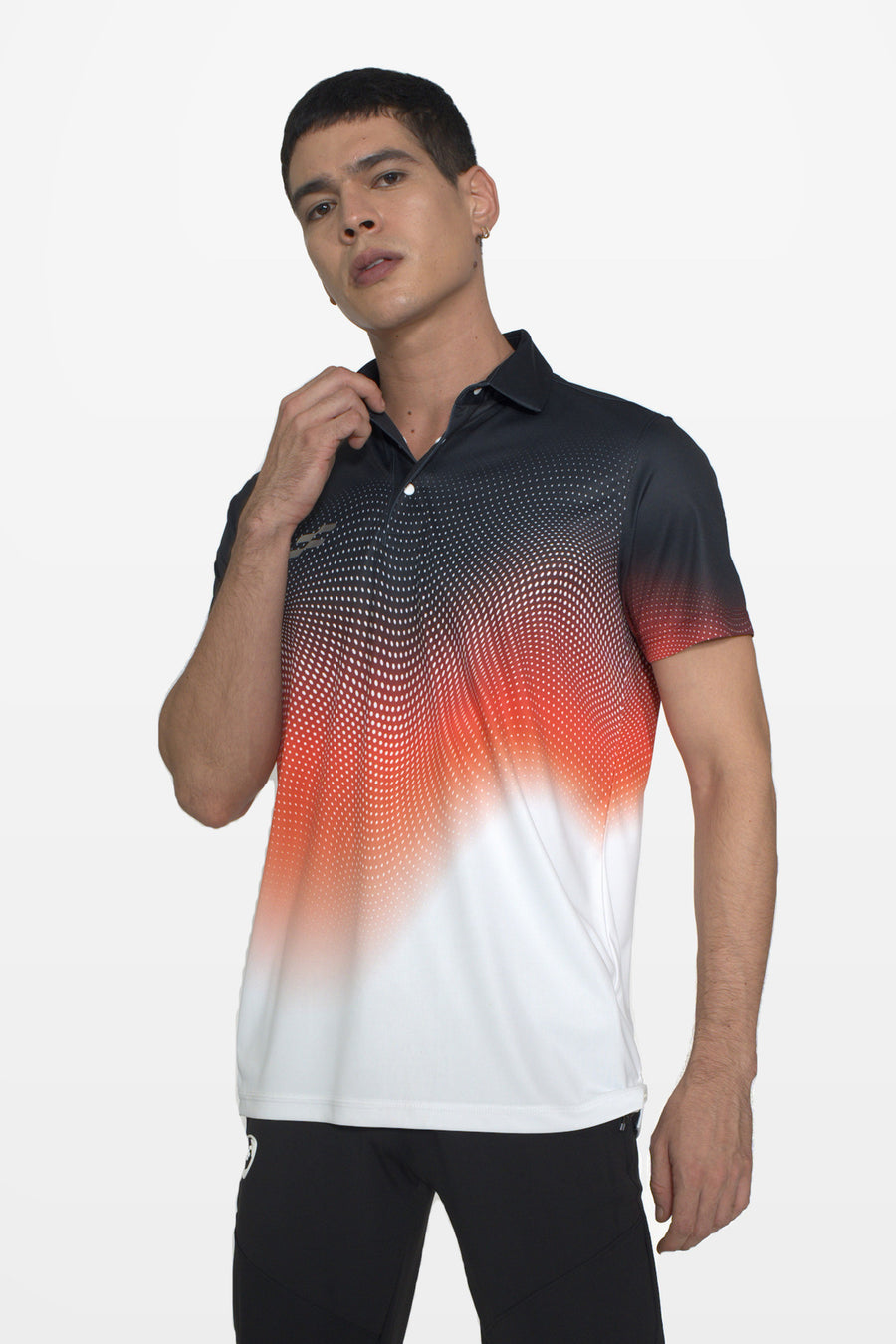 FlowCourt Performance Polo T-Shirt | Black – front