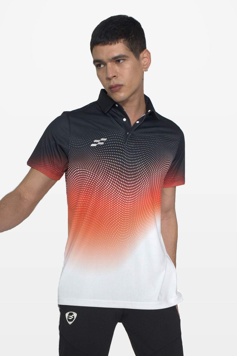 FlowCourt Performance Polo T-Shirt | Black – front