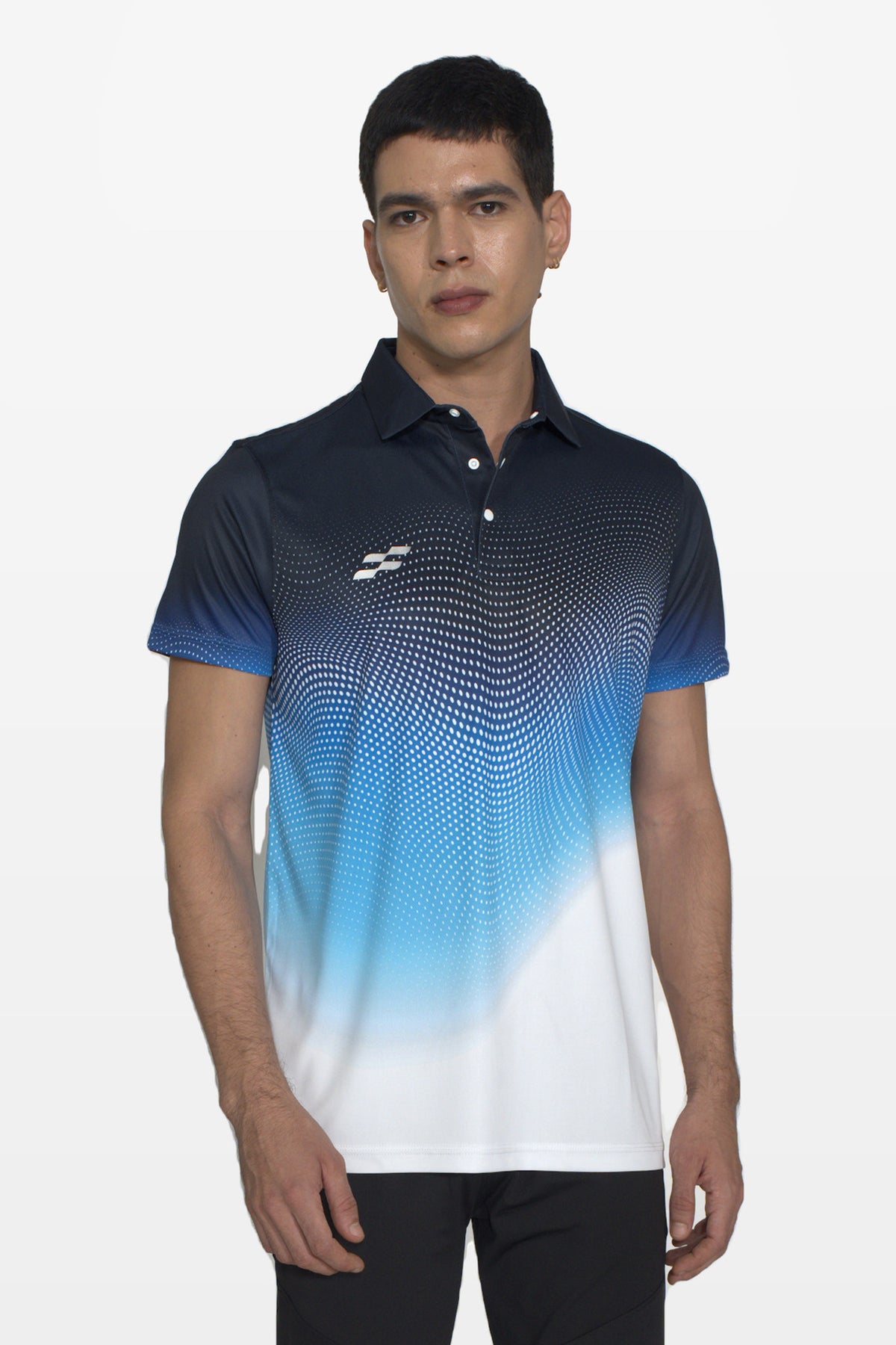 FlowCourt Performance Polo T-Shirt | Navy – front