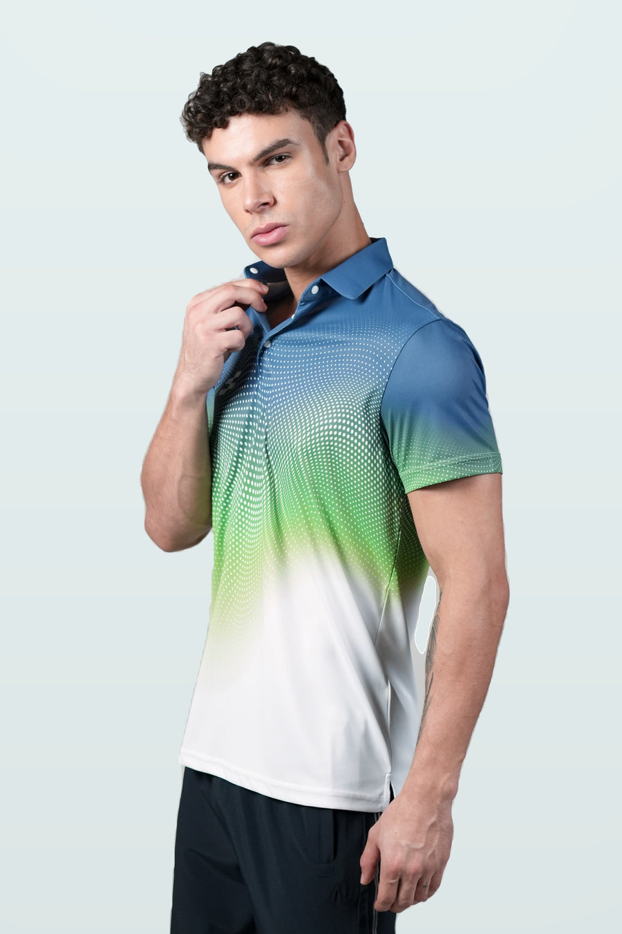FlowCourt Performance Polo T-Shirt | Slate – three-quarter