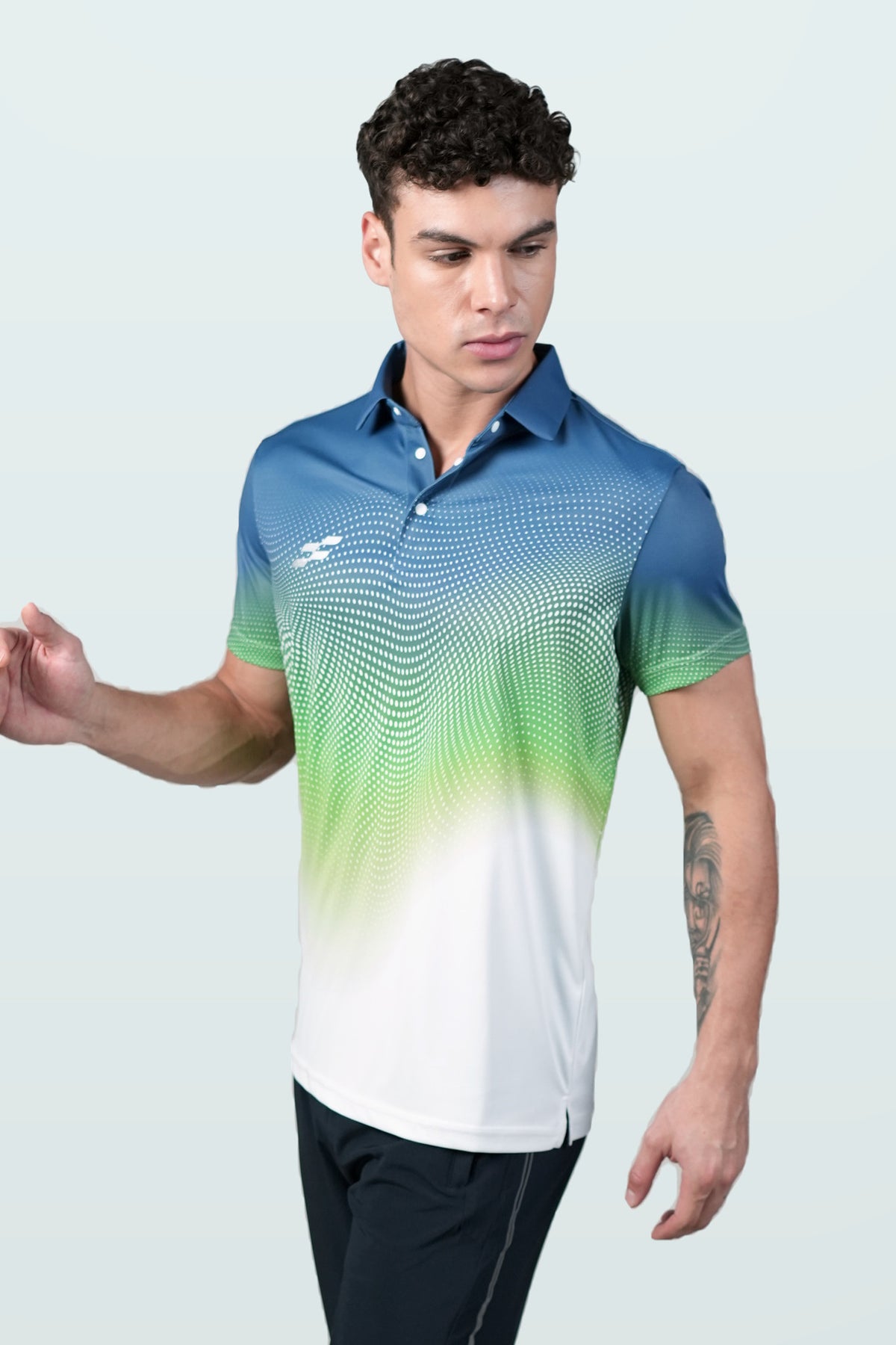 FlowCourt Performance Polo T-Shirt | Slate – front
