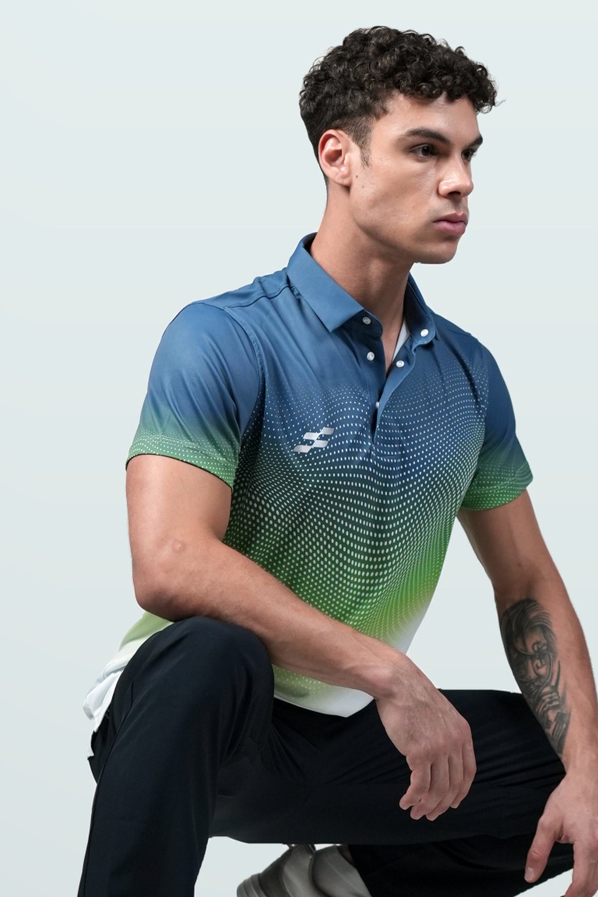 FlowCourt Performance Polo T-Shirt | Slate – front