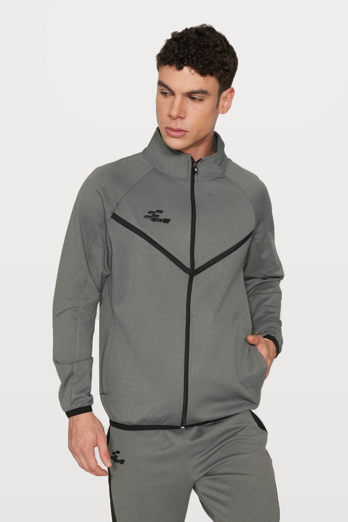 Ghostryder Performance Track Top | Light Grey – front