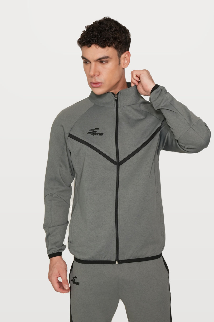 Ghostryder Performance Track Top | Light Grey – front