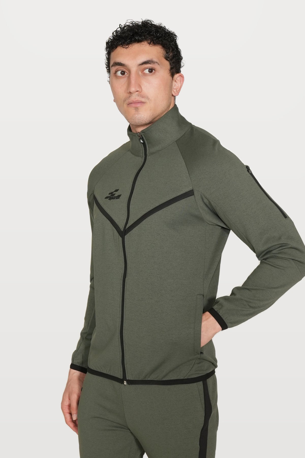 Ghostryder Performance Track Top | Olive – three-quarter