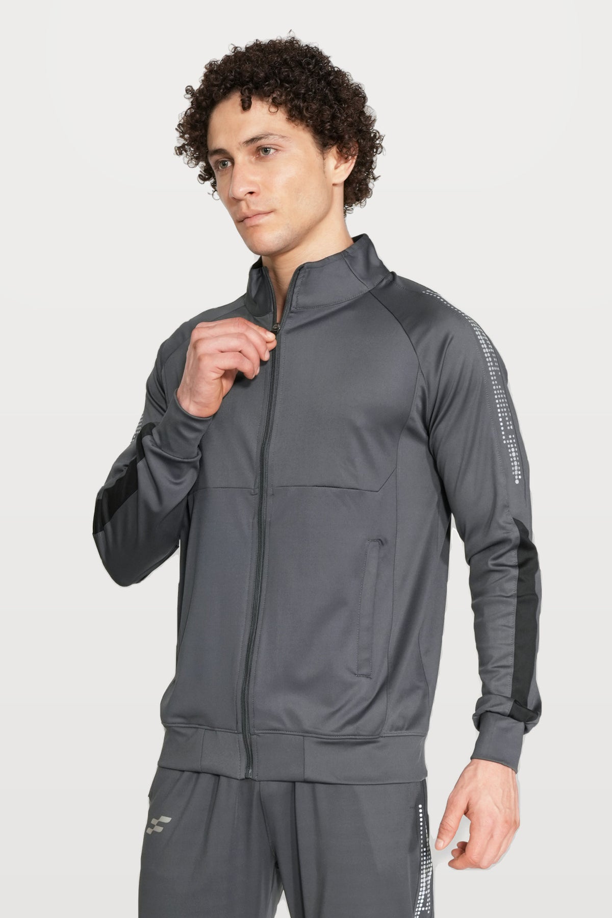Glow-Strike Performance Track Top | Dark Grey – front