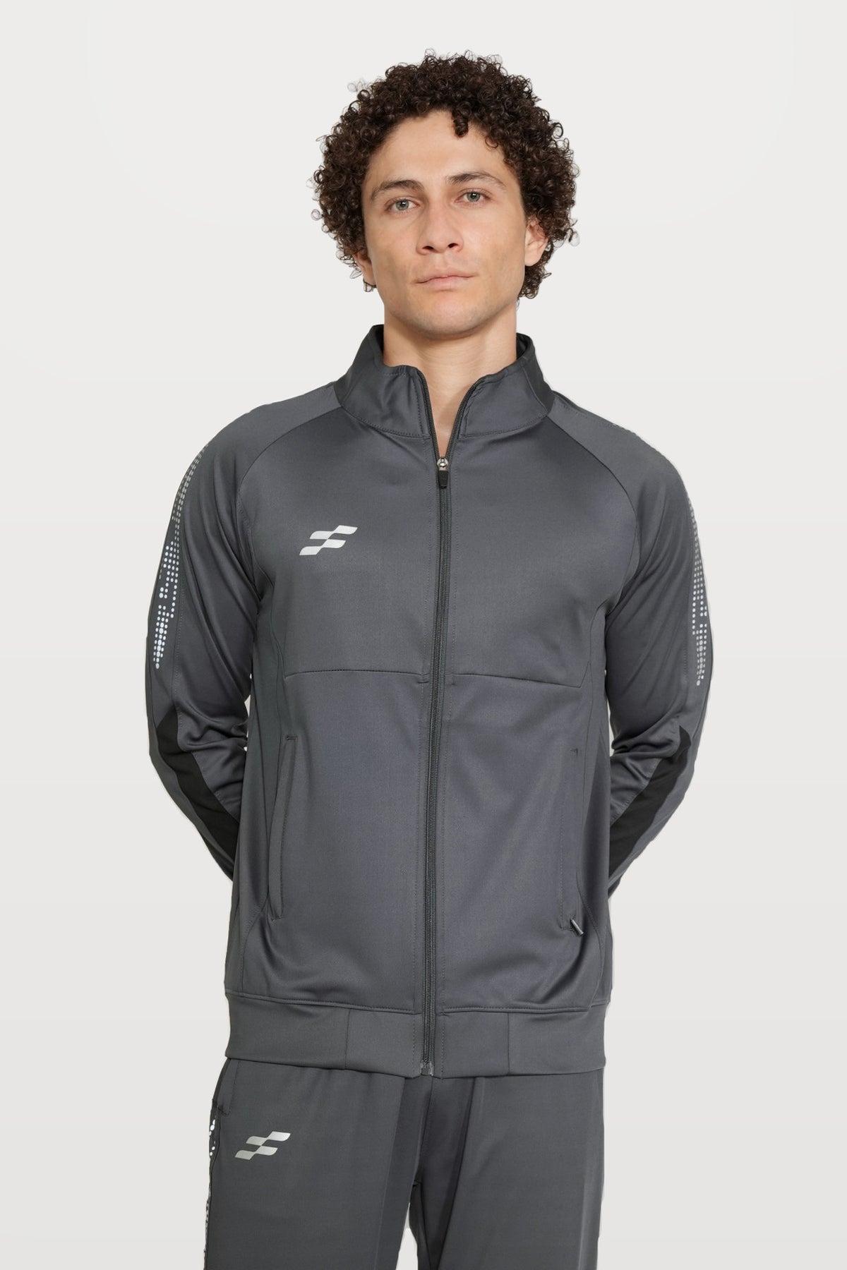 Glow-Strike Performance Track Top | Dark Grey – front