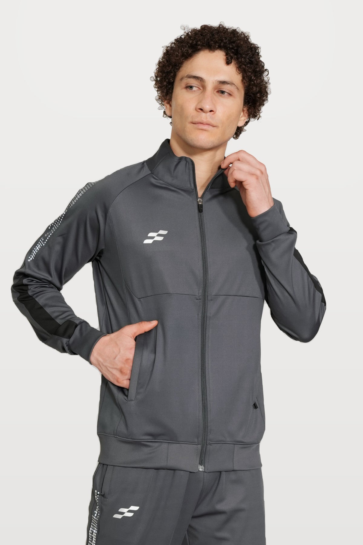 Glow-Strike Performance Track Top | Dark Grey – three-quarter