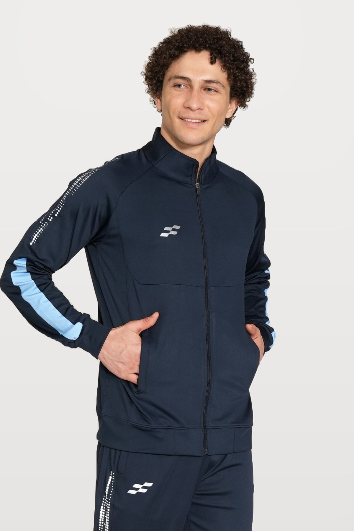 Glow-Strike Performance Track Top | Navy – three-quarter