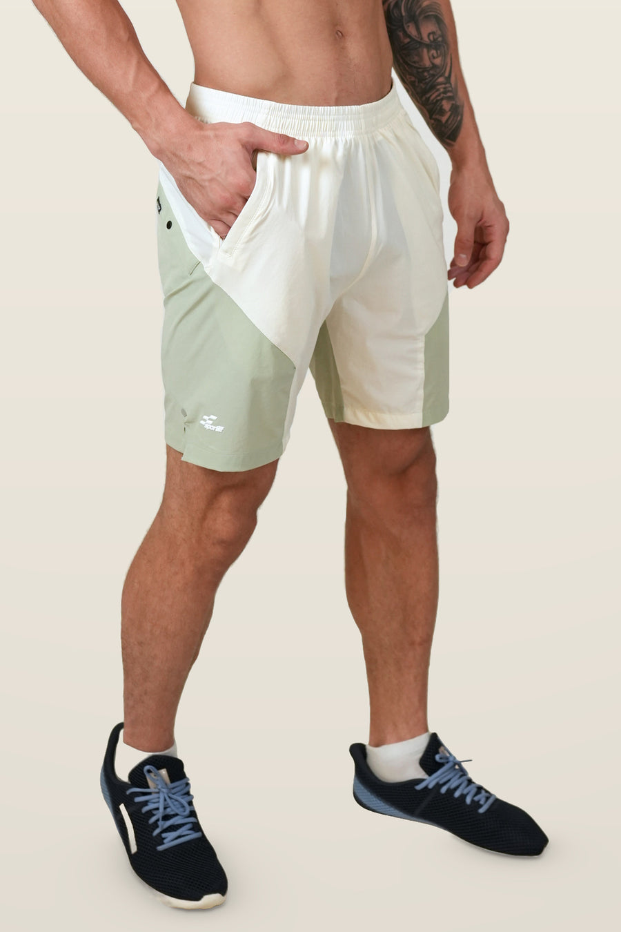Pivot-Pro Performance Shorts | Ivory/Sage – front