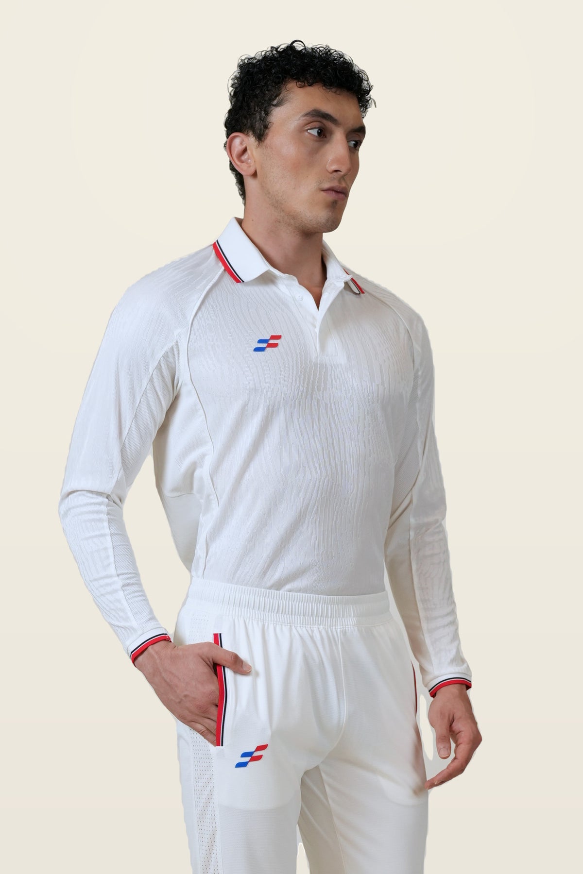Power Strike Cricket Whites T-Shirt | Full-Sleeve – front