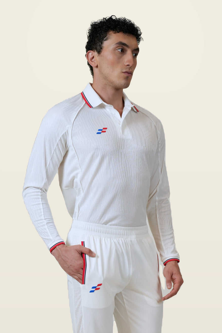 Power Strike Cricket Whites T-Shirt | Full-Sleeve – front