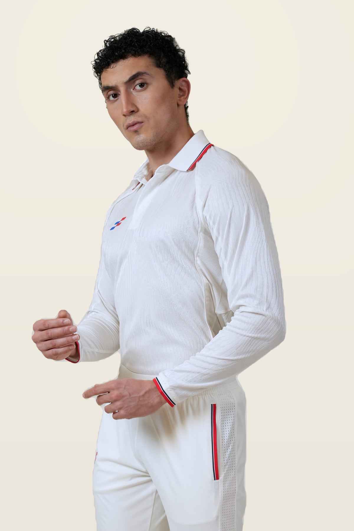 Power Strike Cricket Whites T-Shirt | Full-Sleeve – three-quarter