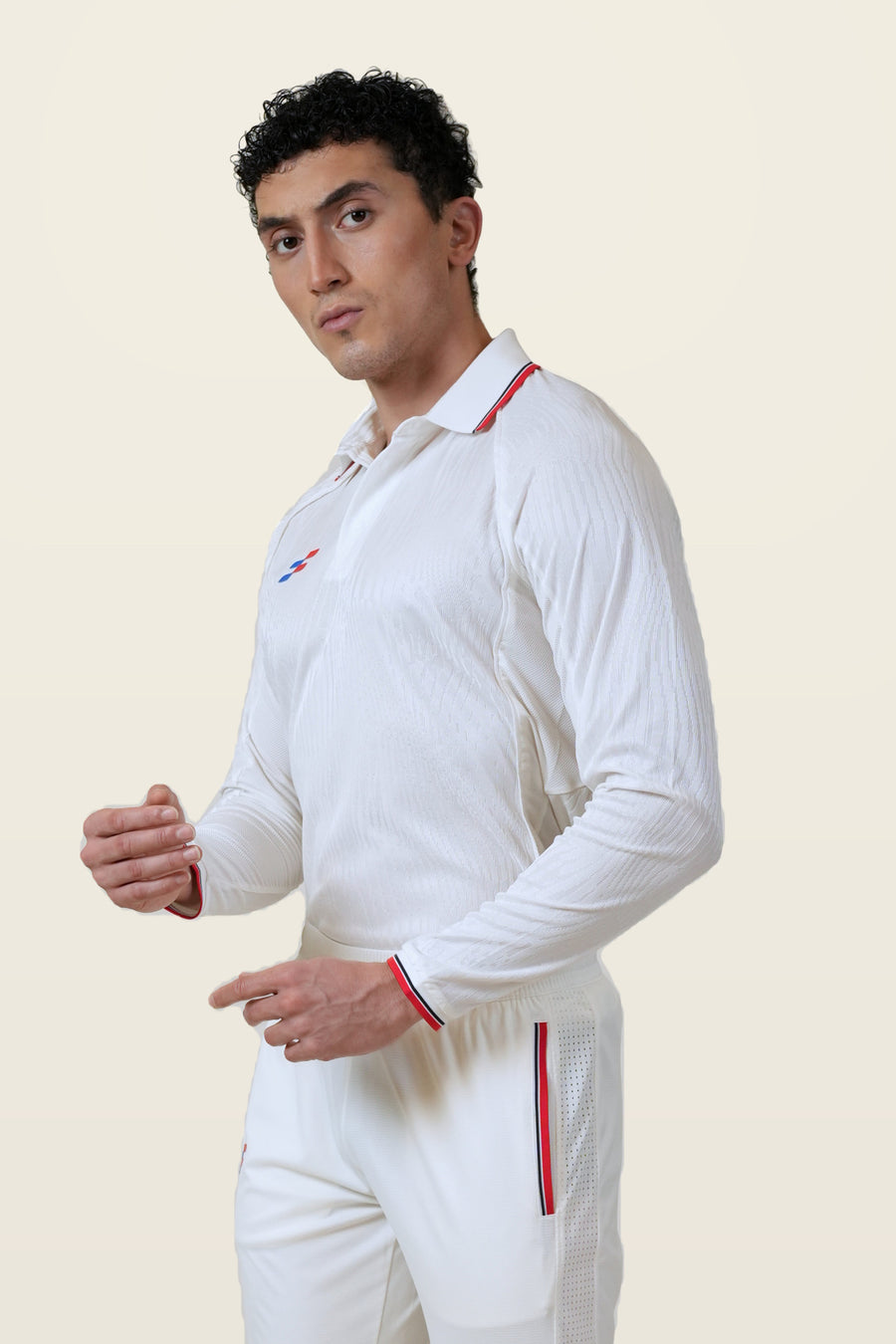 Power Strike Cricket Whites T-Shirt | Full-Sleeve – three-quarter