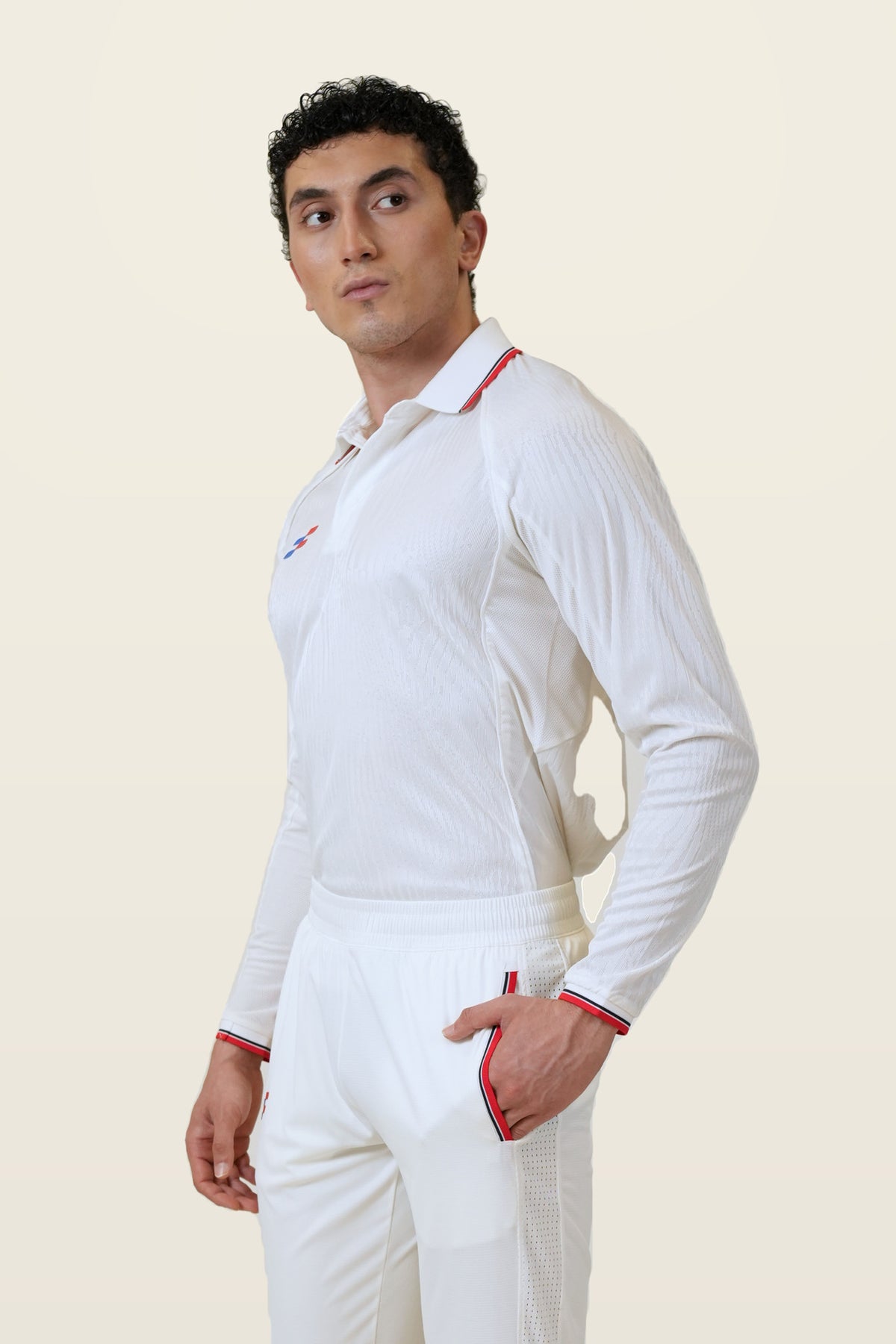 Power Strike Cricket Whites T-Shirt | Full-Sleeve – three-quarter