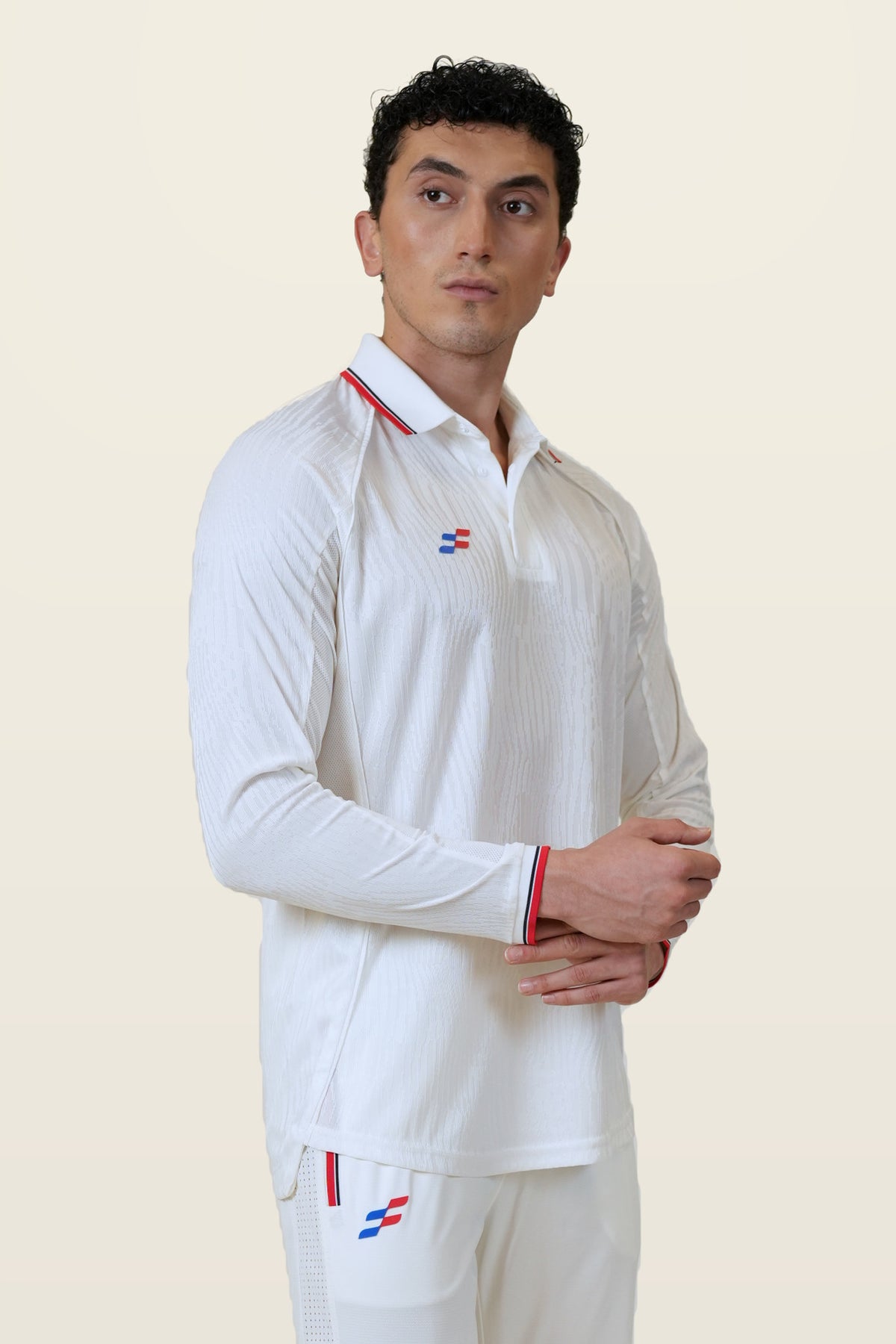 Power Strike Cricket Whites T-Shirt | Full-Sleeve – three-quarter