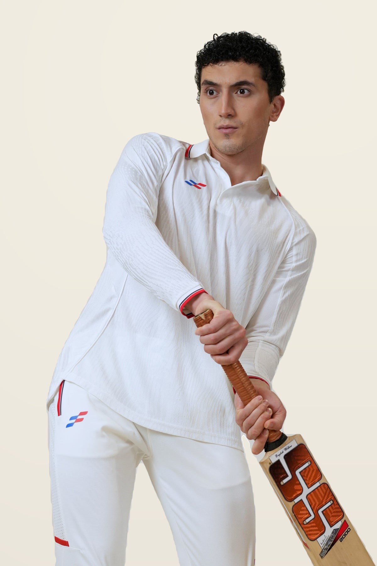Power Strike Cricket Whites T-Shirt | Full-Sleeve – front