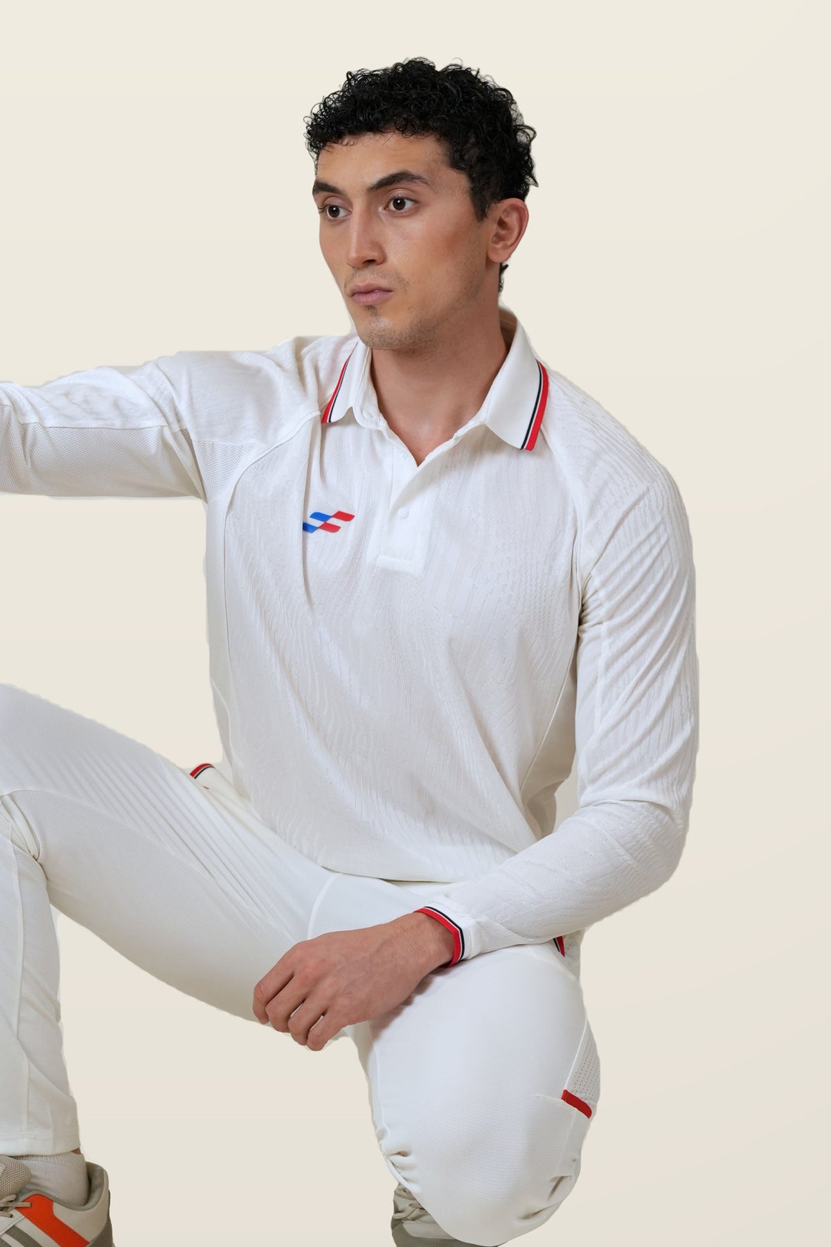 Power Strike Cricket Whites T-Shirt | Full-Sleeve – front