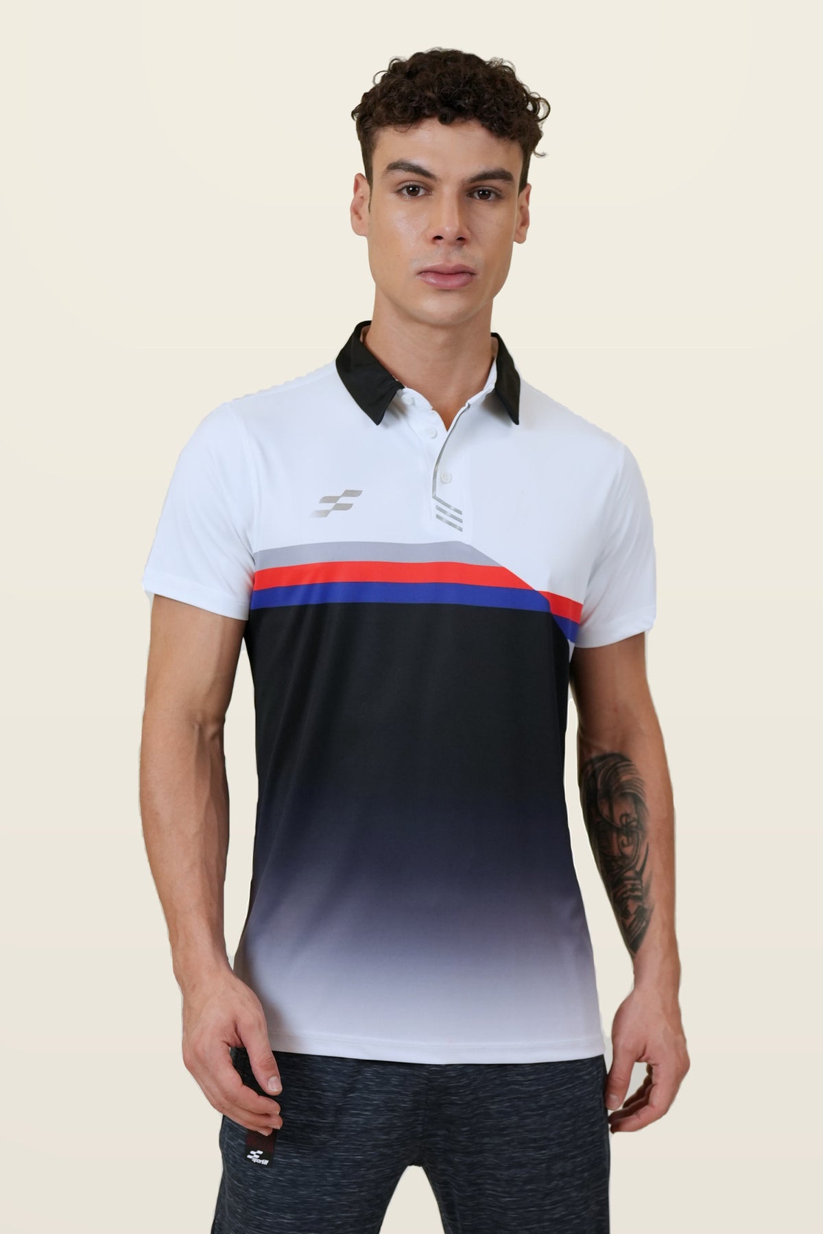 Powerline Performance Polo T-Shirt | Black – front