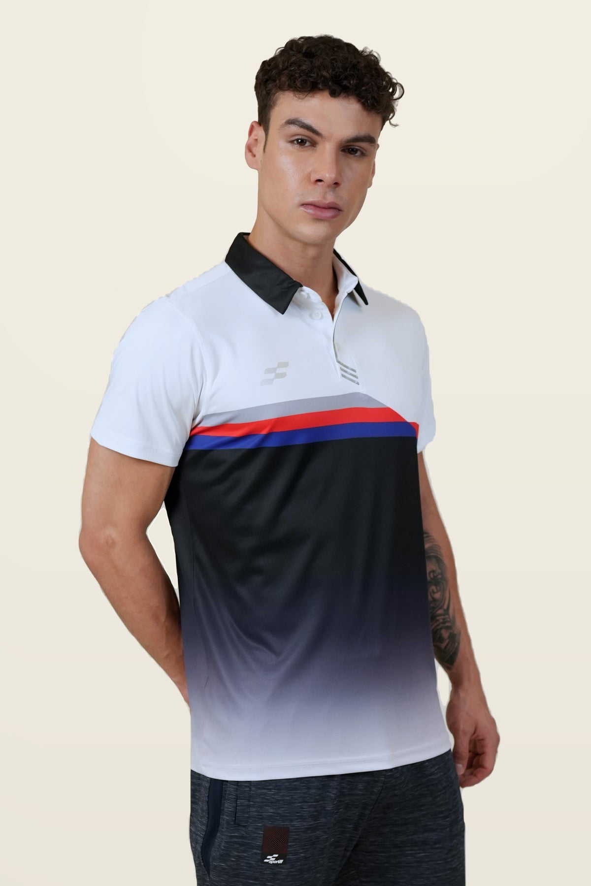 Powerline Performance Polo T-Shirt | Black – three-quarter