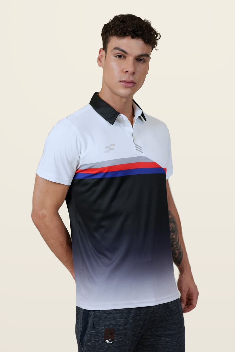 Powerline Performance Polo T-Shirt | Black – three-quarter