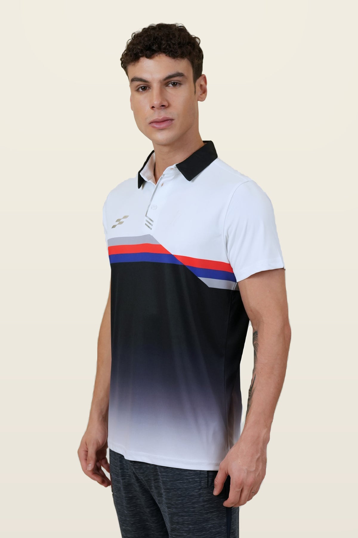 Powerline Performance Polo T-Shirt | Black – three-quarter