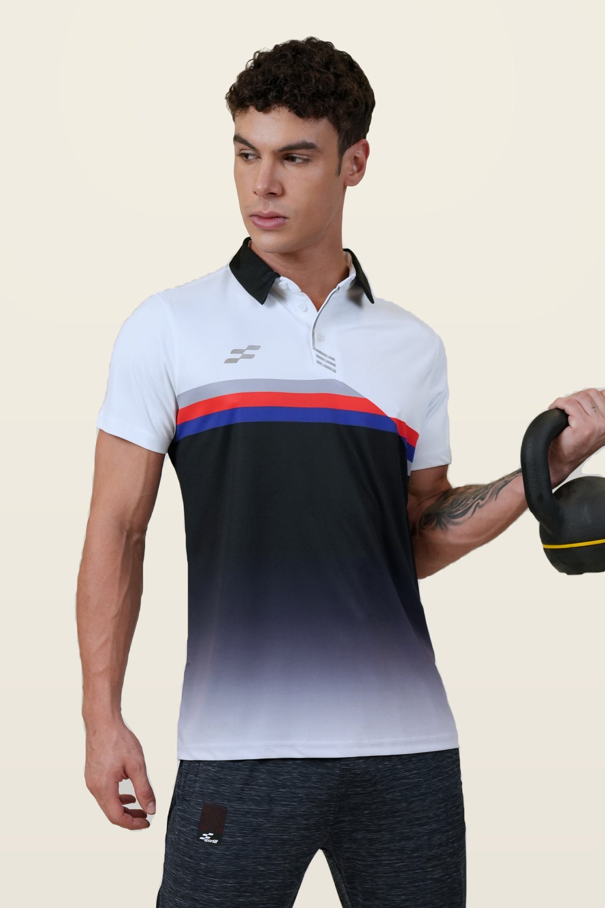 Powerline Performance Polo T-Shirt | Black – front