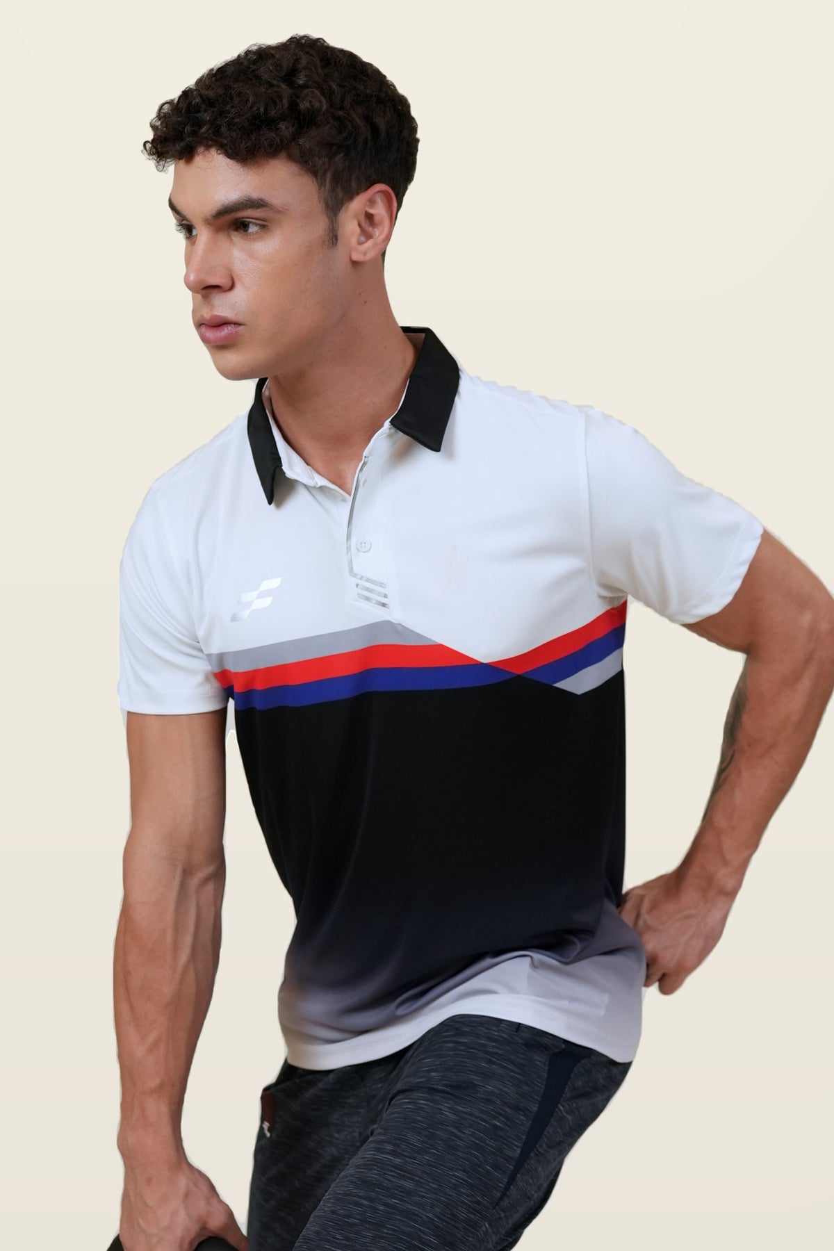 Powerline Performance Polo T-Shirt | Black – front